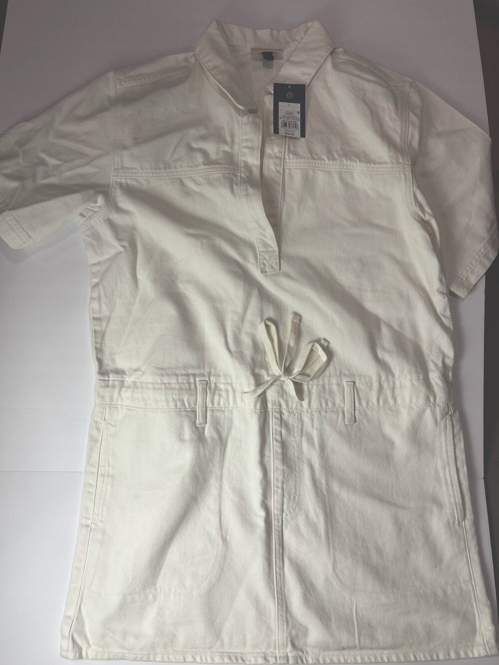 NWT Universal Thread Off-White Utility Coverall / Shirt Dress - Size Large